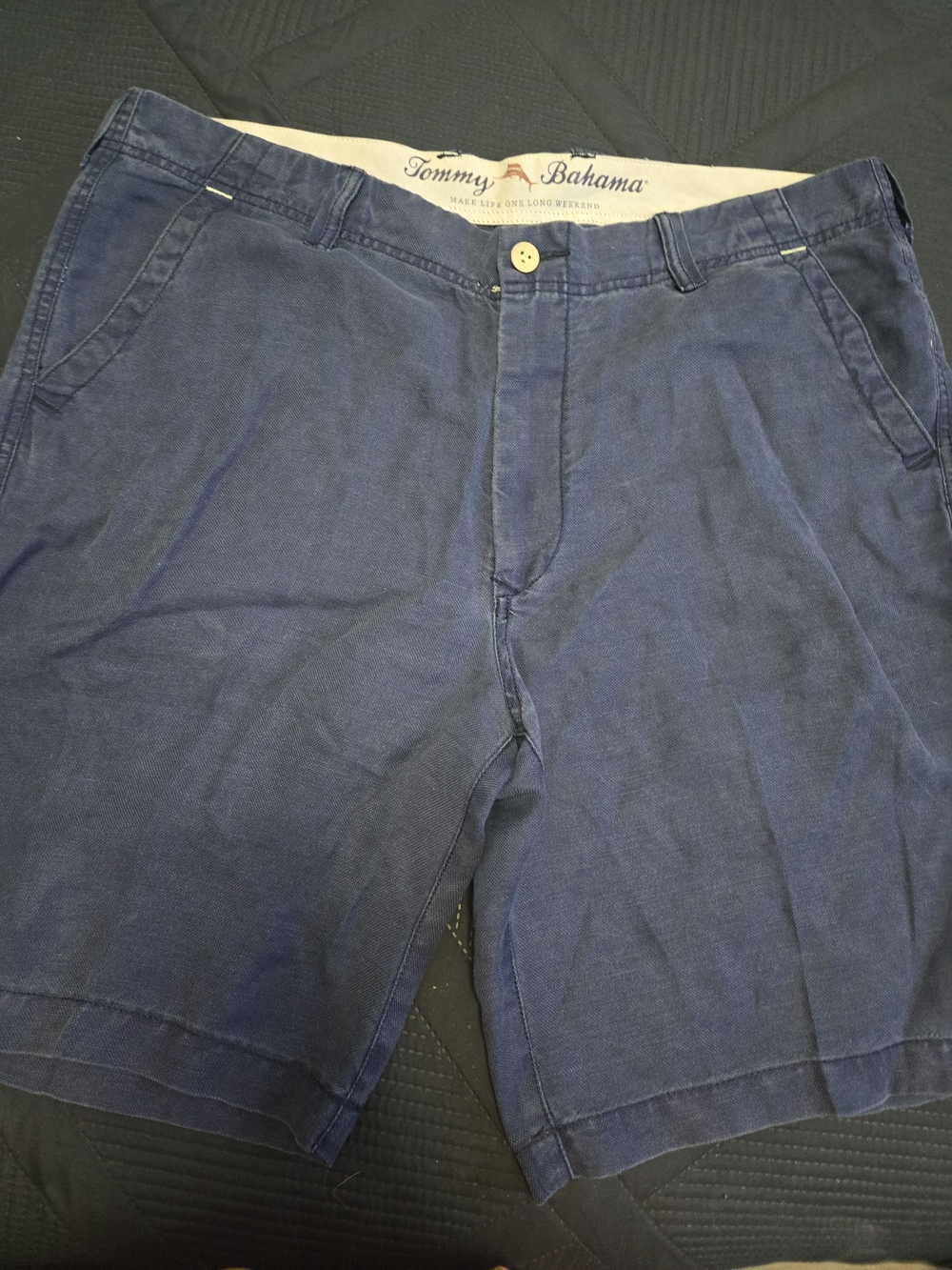 Tommy Bahama Navy Flat Front Cotton Shorts
